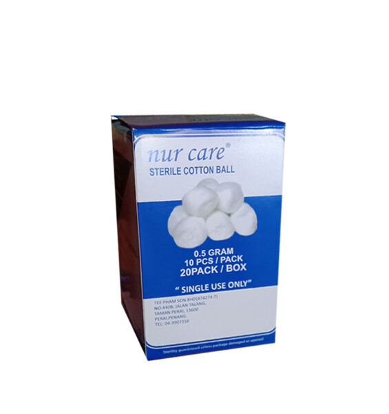 COTTON BALL (STERILE) 0.5GM/PC,10PCS/PCT,20PCT/BOX – NC 1770